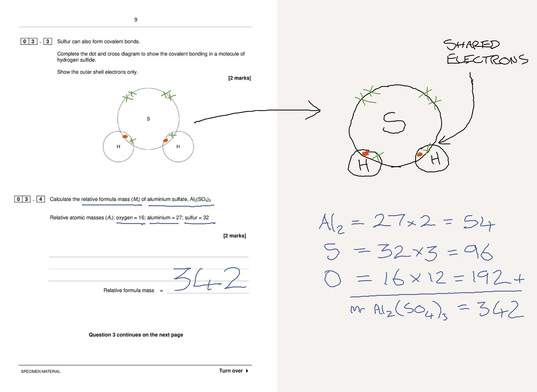 picture of a written exam answer drawn in Bramble using a wacom drawing tablet and pen